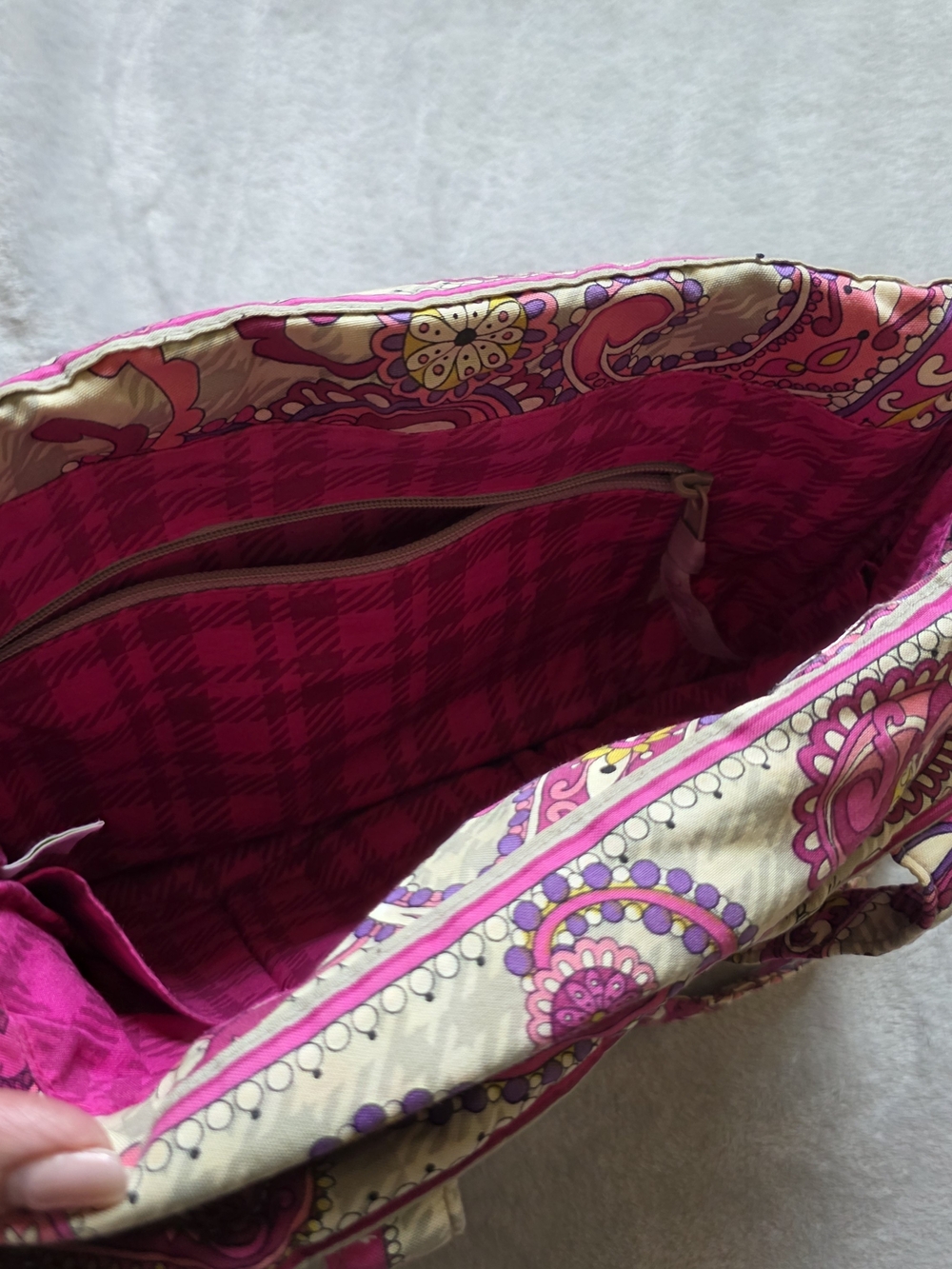 Vera Bradley Pink Paisley Quilted Crossbody Tote